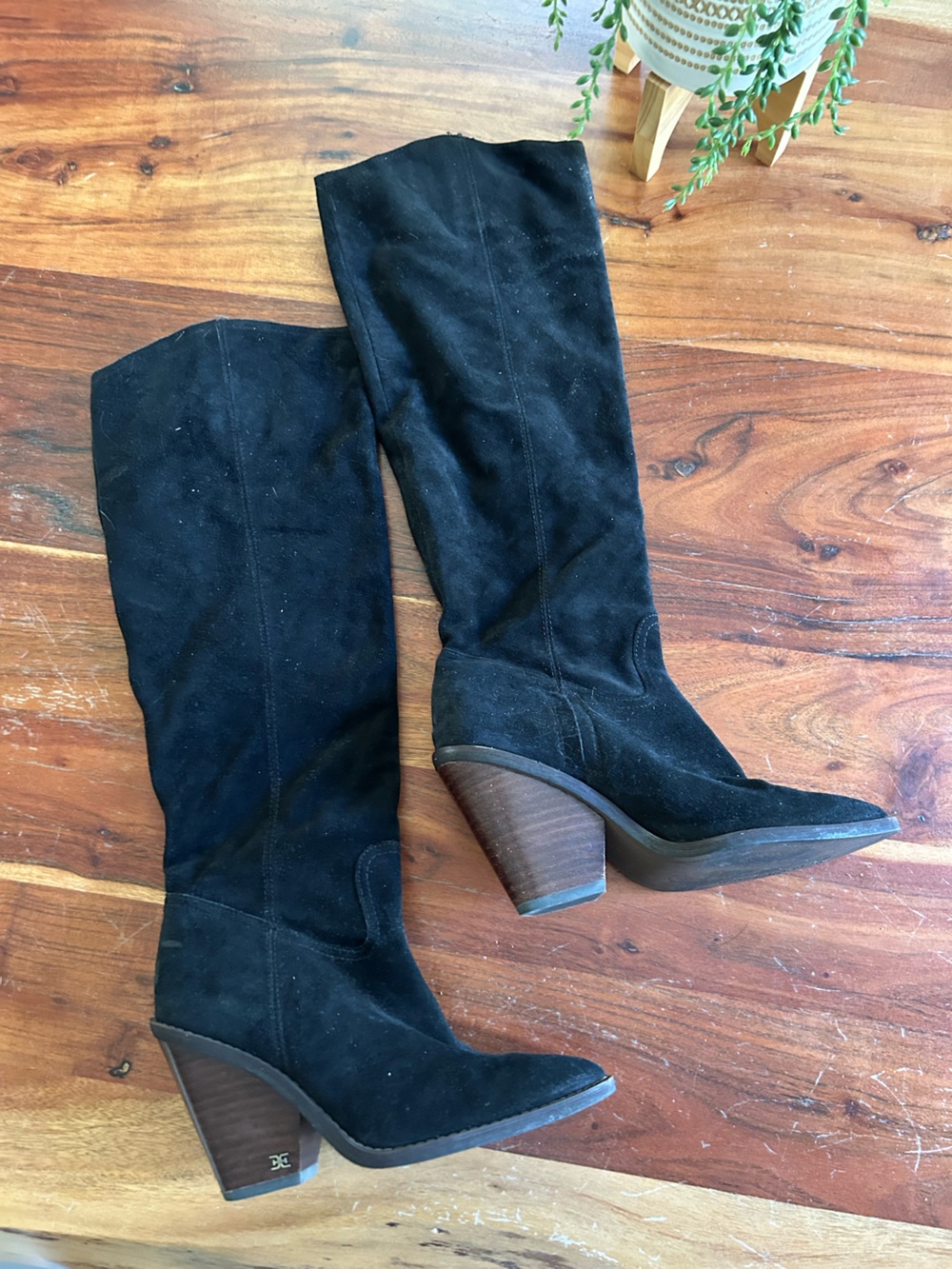 SAM EDELMAN WESTERN KNEE HIGH BOOTS black